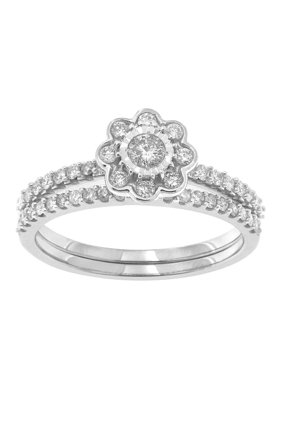 10K White Gold 1/2 Cttw Laboratory Created Diamond Ring for Women Size 7 (Color F-G/Clarity VS2- SI1)