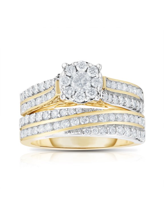 10K Yellow Gold 1 1/4 Cttw Laboratory Created Diamond Ring for Women Size 7 (Color F-G/Clarity VS2-SI1)