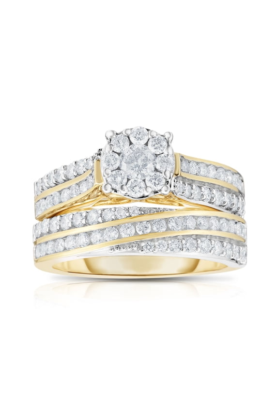 10K Yellow Gold 1 1/4 Cttw Laboratory Created Diamond Ring for Women Size 7 (Color F-G/Clarity VS2-SI1)