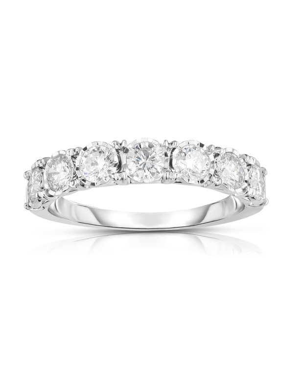 14K White Gold 1 Cttw Laboratory Created Diamond Band Ring for Women Size 7 (Color G-H/Clarity SI1)