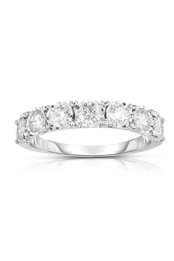 14K White Gold 1 Cttw Laboratory Created Diamond Band Ring for Women Size 7 (Color G-H/Clarity SI1)