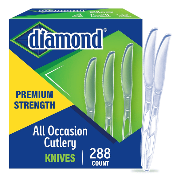 Diamond All Occasion Clear Disposable Cutlery Set - 288 Count Knife Set