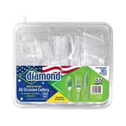 Diamond 192 Count Clear Plastic Disposable Cutlery Utensil Set   64 Forks, 64 Spoons, 64 Knives - Made in USA