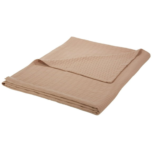 Diamond All-Season 100% Cotton Thermal Woven Blanket Khaki / King