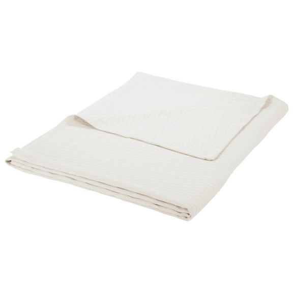 Diamond All-Season 100% Cotton Thermal Woven Blanket White / King
