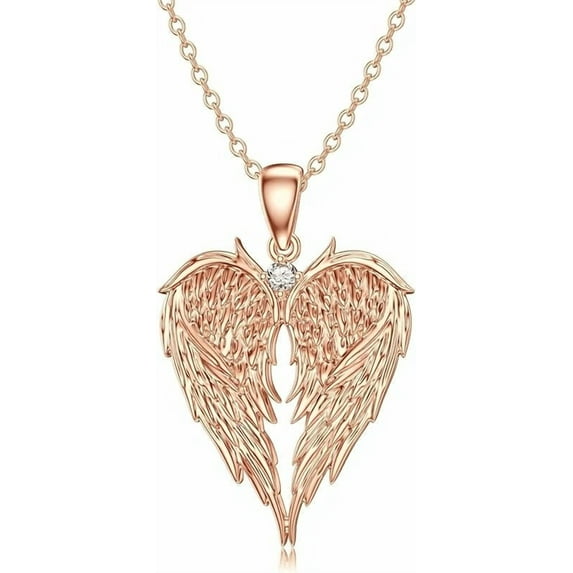 Diamond Angel Wing Necklace for Women 925 Sterling Silver Heart Shaped Angel Wing Pendant Necklace with Lab Grown Diamond Jewelry Gifts for Mom Wife Girlfriend Daughter Sister Friend