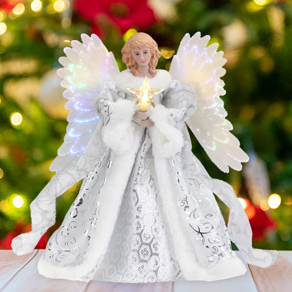 Diamond Angel Xmas Tree Topper with Lights for Indoor Office Tree