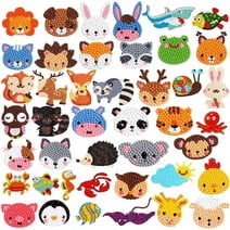 Diamond Animal Painting Stickers Kits for Kids Children 5D Gem Art Kits for Kids 42Pcs Animals Arts Craft Kit