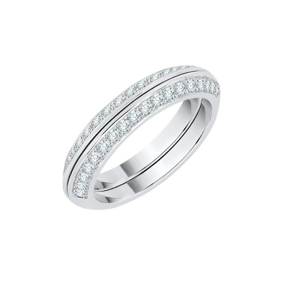 Diamond Anniversary Ring in 10K White Gold (1/2 cttw) (I-Color, SI3-I1 Clarity) (Size-10)