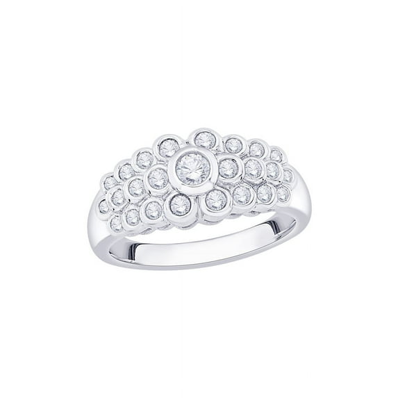 Diamond Anniversary Ring in Sterling Silver (1/2 cttw) (I-Color, SI3/I1-Clarity) (Size-6.5)