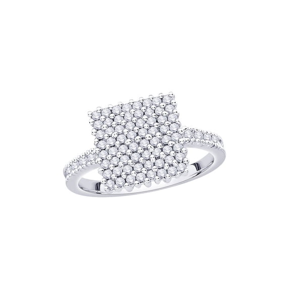 Diamond Anniversary Ring in Sterling Silver (2/3 cttw) (I-Color, SI3/I1-Clarity) (Size-7)