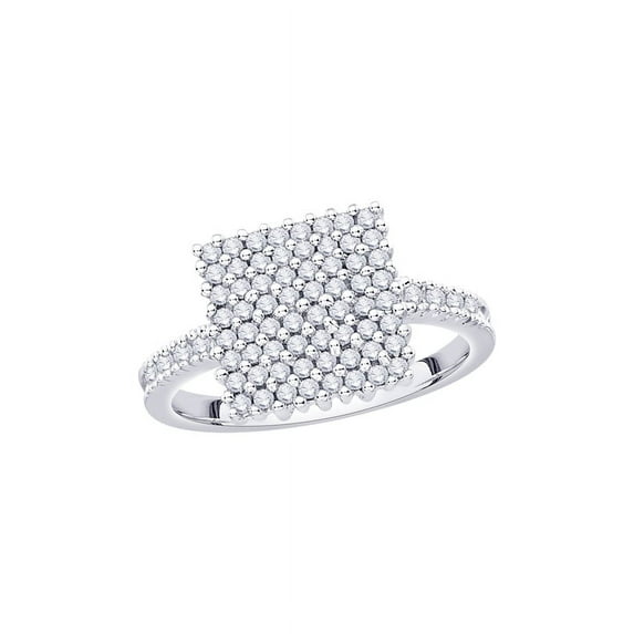 Diamond Anniversary Ring in Sterling Silver (2/3 cttw) (I-Color, SI3/I1-Clarity) (Size-9)