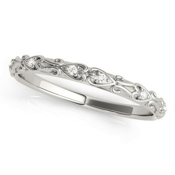 Diamond Antique Style Wedding Band 14k White Gold (0.04ct)