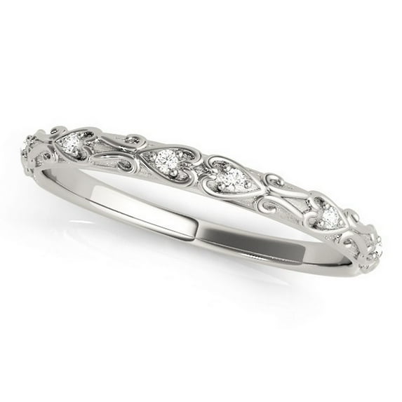 Diamond Antique Style Wedding Band 14k White Gold (0.04ct)
