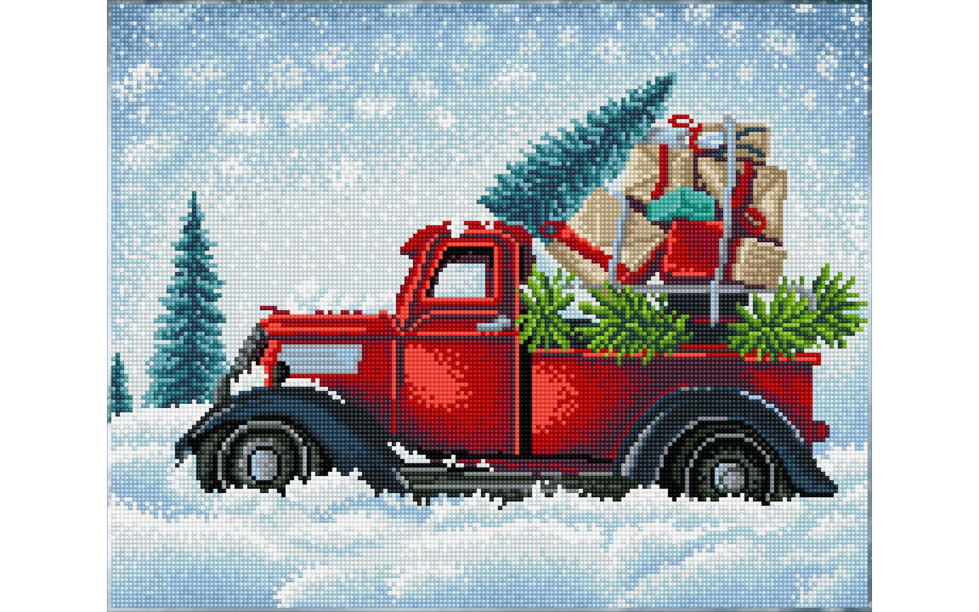 Diamond Art by Leisure Arts Premium Full Drill Red Truck Kit 20x16 Inch