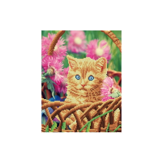 Diamond Art By Leisure Arts Kitten Basket, 11"X14", Intermediate Diamond Painting Kits For Adults, Art For Adults, Kit, Painting