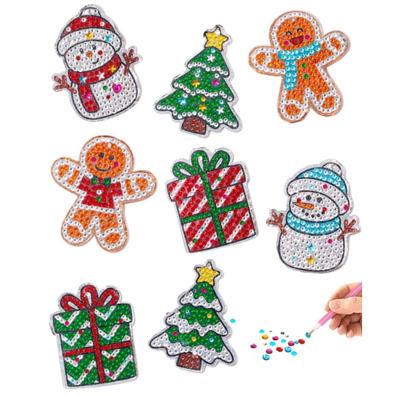 Diamond Art Christmas Ornament & Magnet Set - (8pcs - Set 1)