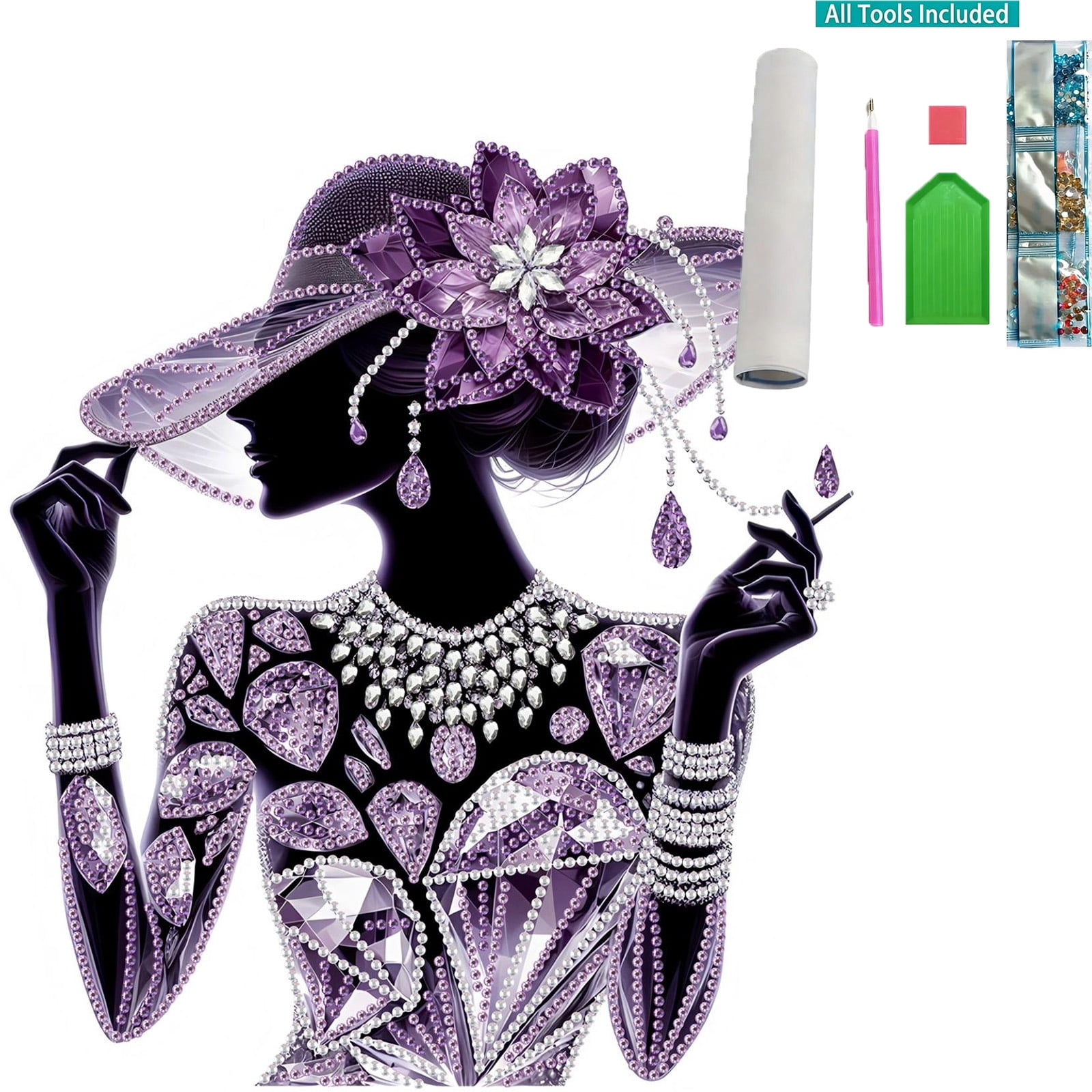 Diamond Art Club,Diy Kits for Adults,Elegant Lady Special Shape