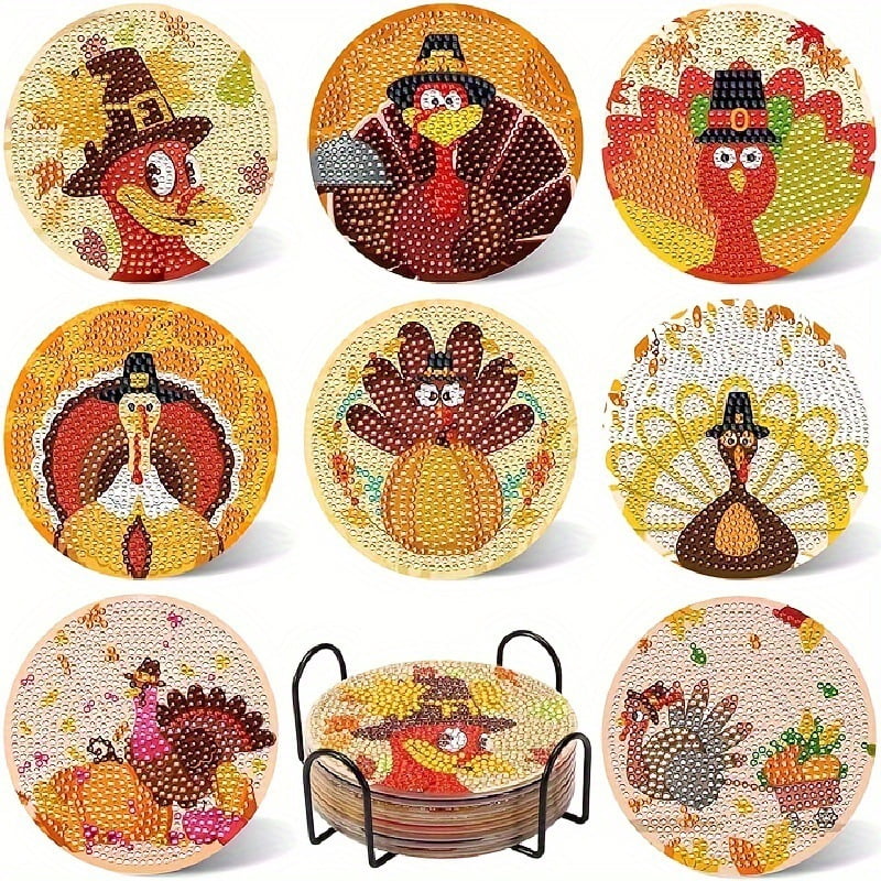 Diamond Art Coasters with Holder, Crafts Kits for DIY Coasters, Diamond Art Kits for Adults Diamond Painting Coasters Kits