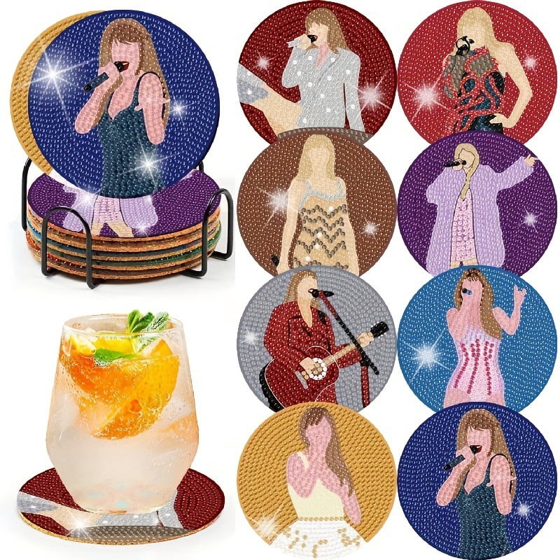 Diamond Art Coasters with Holder, Crafts Kits for DIY Coasters, Diamond Art Kits for Adults Diamond Painting Coasters Kits