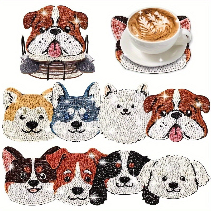 Diamond Art Coasters with Holder, Crafts Kits for DIY Coasters, Diamond Art Kits for Adults Diamond Painting Coasters Kits