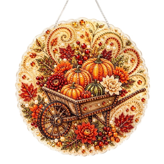 Diamond Art, DIY Fall Pearl Diamond Painting Art Kit with Frame, Autumn Pearl Beads Art Craft for Adults Beginner, Gemstone Diamond Dots Beads for Home Wall Decor, Healing Stress-Relieving 10*10in