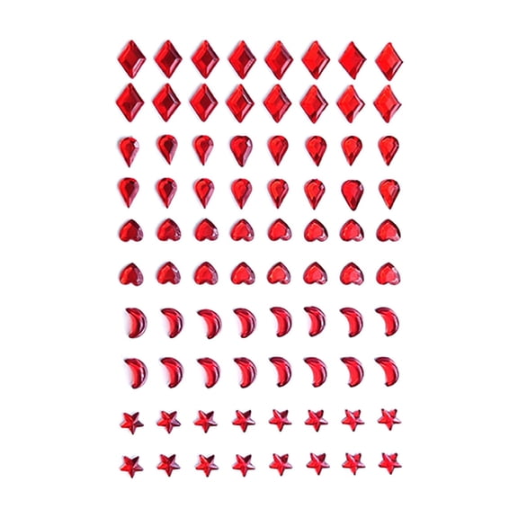 Diamond Art Gems Face Jewels Self-Adhesive Decorative Gems for Festival Rave Makeup Red 80 Piece Shaped Gem Face for Diy Crafts and Body Art