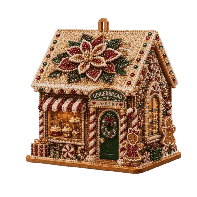 Diamond Art Gingerbread House Kit, 3D Christmas Wooden House Diamond ...
