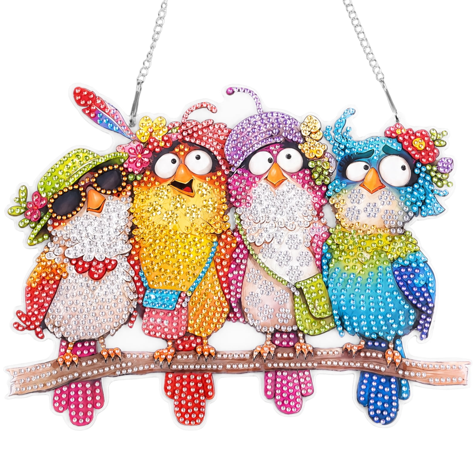 Diamond Art Hanging Kit Double Sided Bird Diamond Art Window Pendant Ornament Special Shape Rhinestone for Living Room Bedroom Office Yard