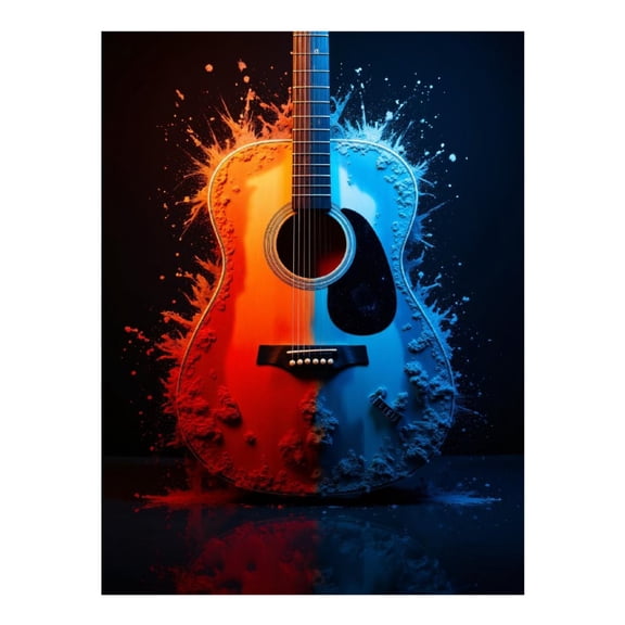 Diamond Art Kit for Adults, Abstract Acoustic Fire Ice Fusion Diamond Painting for Adults Beginners, DIY Diamond Art Painting Kits, 5D Diamond Painting Crafts for Home Decor 12x16 Frameless