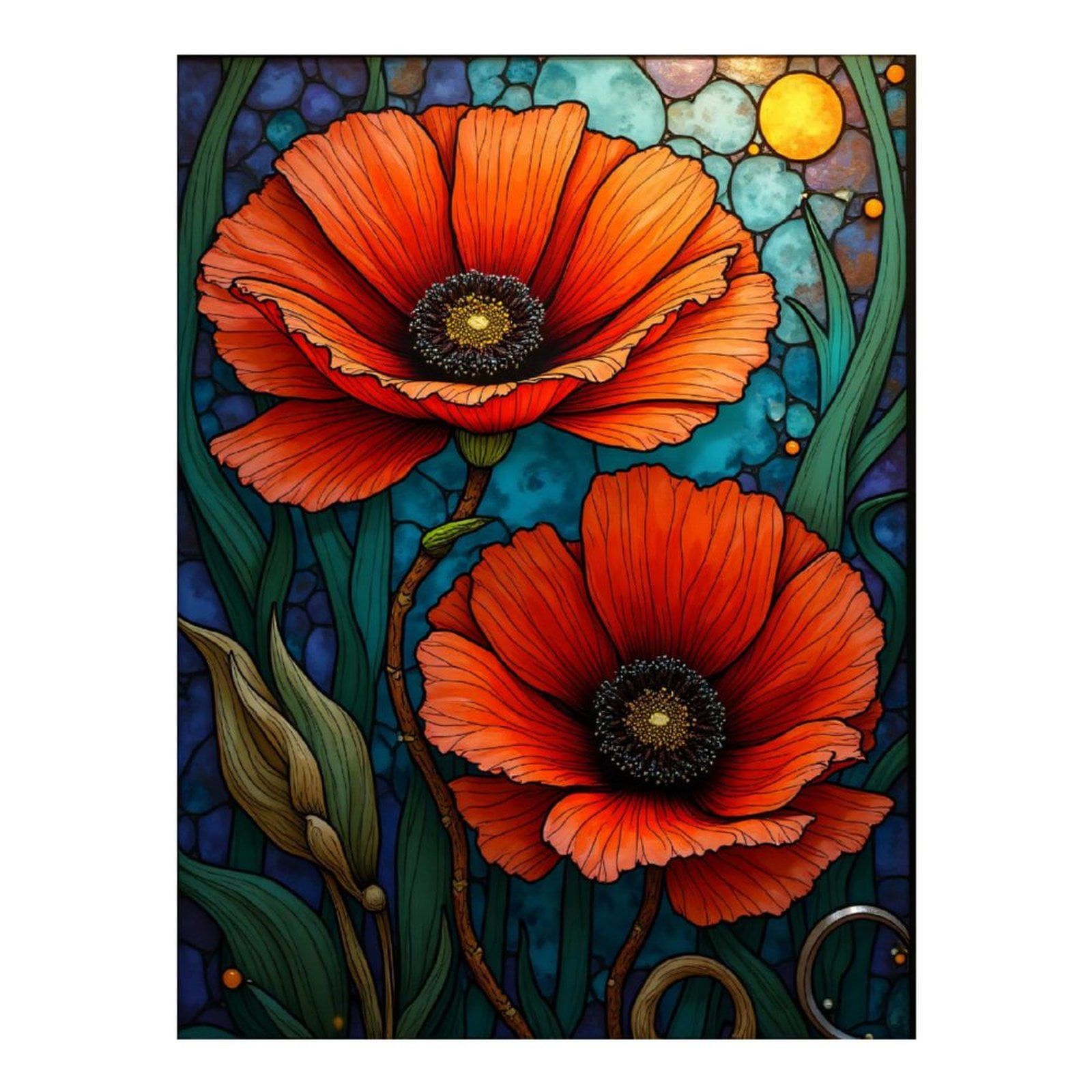 Diamond Art Kit for Adults, Abstract Poppy Flower Print No.62 Diamond ...