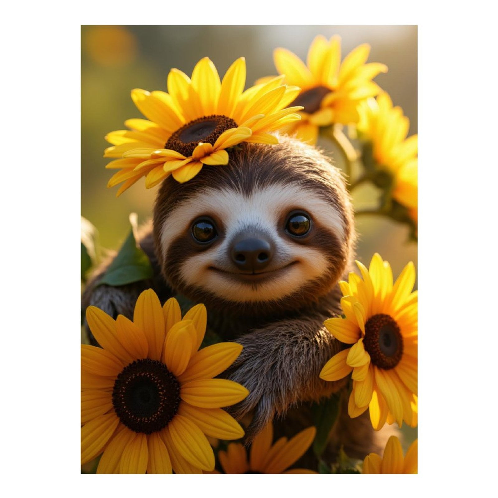 Diamond Art Kit for Adults, Adorable Sloth Among Sunflowers Diamond Painting for Adults Beginners, DIY Diamond Art Painting Kits, 5D Diamond Painting Crafts for Home Decor 12x16 Frameless