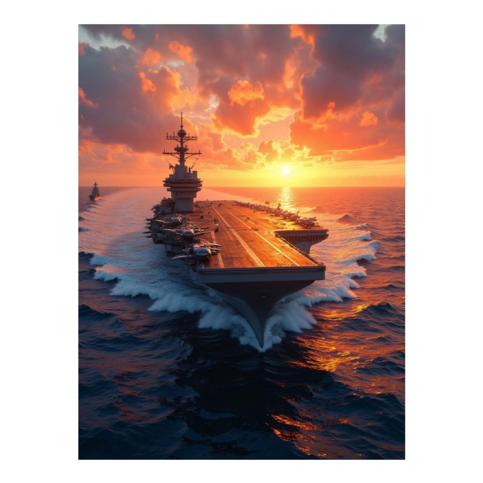 Diamond Art Kit for Adults, Aircraft Carrier Ocean Sunset Scene Diamond Painting for Adults Beginners, 5D DIY Diamond Art Painting Kits, Colorful Diamond Painting Craft for Home Decor 12x16