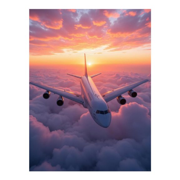 Diamond Art Kit for Adults, Airplane Above Clouds Sunset Sky Diamond Painting for Adults Beginners, 5D DIY Diamond Art Painting Kits, Colorful Diamond Painting Craft for Home Decor 12x16