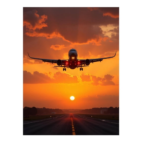 Diamond Art Kit for Adults, Airplane Sunset Landing Scenery Diamond Painting for Adults Beginners, DIY Diamond Art Painting Kits, 5D Diamond Painting Crafts for Home Decor 12x16 Frameless
