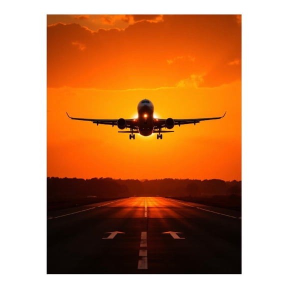 Diamond Art Kit for Adults, Airplane Sunset Landing Silhouette Diamond Painting for Adults Beginners, DIY Diamond Art Painting Kits, 5D Diamond Painting Crafts for Home Decor 12x16 Frameless