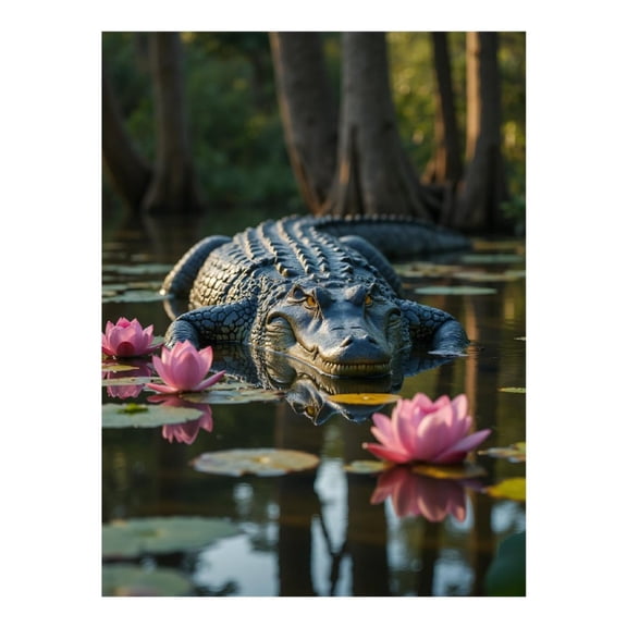 Diamond Art Kit for Adults, Alligator Water Lilies Calm Pond Diamond Painting for Adults Beginners, 5D DIY Diamond Art Painting Kits, Colorful Diamond Painting Craft for Home Decor 12x16