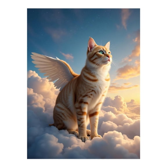 Diamond Art Kit for Adults, Angel Cat In The Clouds Diamond Painting for Adults Beginners, DIY Diamond Art Painting Kits, 5D Diamond Painting Crafts for Home Decor 12x16 Frameless