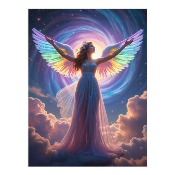 Diamond Art Kit for Adults, Angel Rainbow Wings Celestial Clouds Diamond Painting for Adults Beginners, DIY Diamond Art Painting Kits, 5D Diamond Painting Crafts for Home Decor 12x16 Frameless