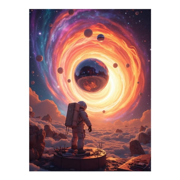 Diamond Art Kit for Adults, Astronaut Galaxy Surreal Vortex Sphere Diamond Painting for Adults Beginners, 5D DIY Diamond Art Painting Kits, Colorful Diamond Painting Craft for Home Decor 12x16
