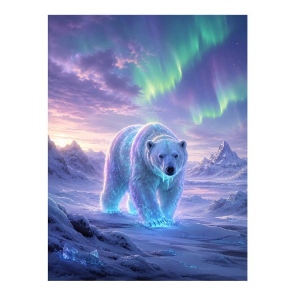 Diamond Art Kit for Adults, Aurora Polar Bear Diamond Painting for Adults Beginners, 5D DIY Diamond Art Painting Kits, Colorful Diamond Painting Craft for Home Decor 12x16