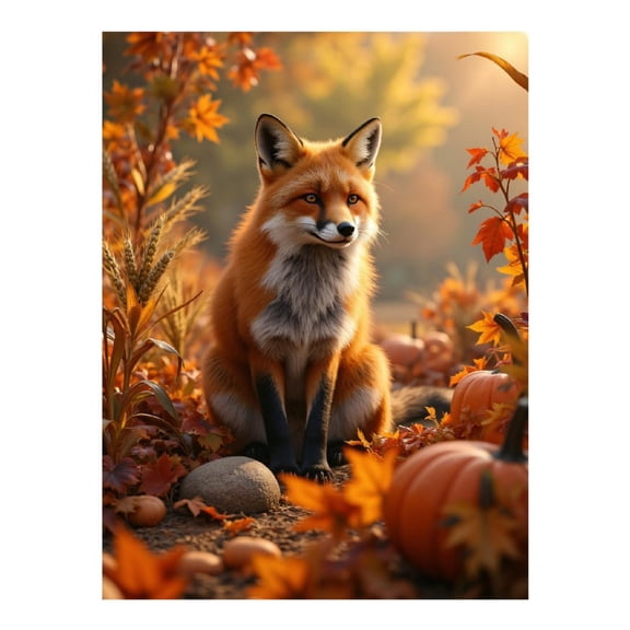 Diamond Art Kit for Adults, Autumn Fox In Pumpkin Patch Diamond Painting for Adults Beginners, 5D DIY Diamond Art Painting Kits, Colorful Diamond Painting Craft for Home Decor 12x16
