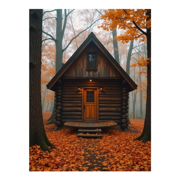 Diamond Art Kit for Adults, Autumn Log Cabin Forest Scene Diamond Painting for Adults Beginners, 5D DIY Diamond Art Painting Kits, Colorful Diamond Painting Craft for Home Decor 12x16