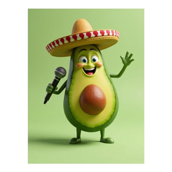 Diamond Art Kit for Adults, Avocado Singer Cartoon Sombrero Microphone Diamond Painting for Adults Beginners, DIY Diamond Art Painting Kits, 5D Diamond Painting Crafts for Home Decor 12x16 Frameless