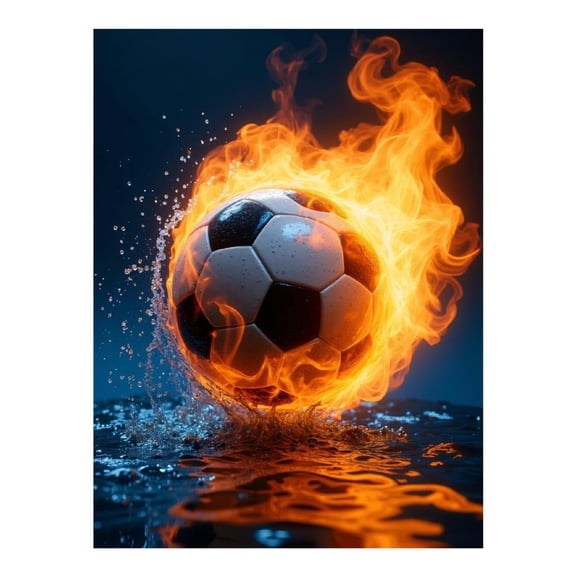 Diamond Art Kit for Adults, Ball Fire Water Splash Fusion Diamond Painting for Adults Beginners, 5D DIY Diamond Art Painting Kits, Colorful Diamond Painting Craft for Home Decor 12x16