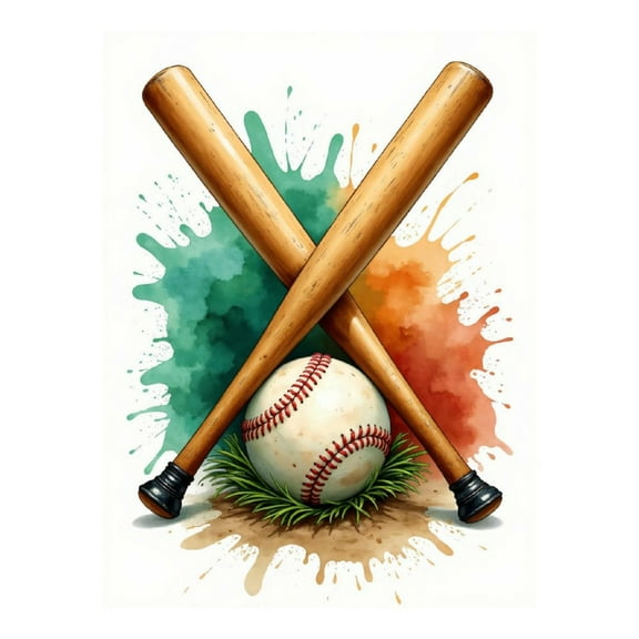 Diamond Art Kit for Adults, Baseball Bats And Ball Art Splash Diamond Painting for Adults Beginners, 5D DIY Diamond Art Painting Kits, Colorful Diamond Painting Craft for Home Decor 12x16