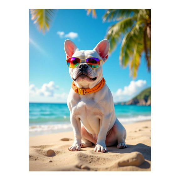 Diamond Art Kit for Adults, Beach Dog Sunglasses Palm Sky Diamond Painting for Adults Beginners, DIY Diamond Art Painting Kits, 5D Diamond Painting Crafts for Home Decor 12x16 Frameless