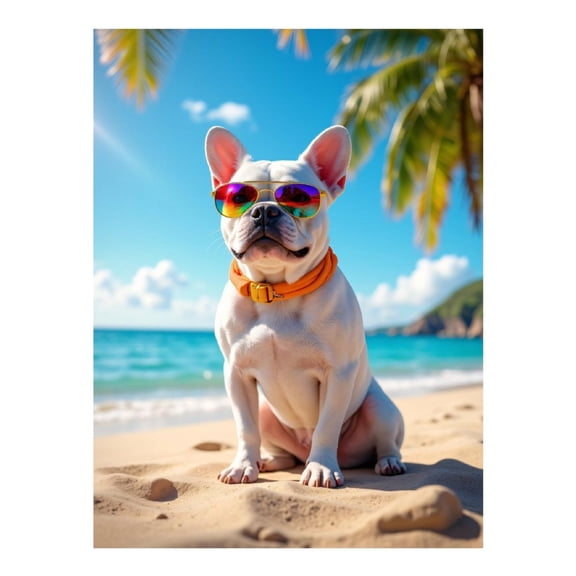 Diamond Art Kit for Adults, Beach Dog Sunglasses Palm Sky Diamond Painting for Adults Beginners, DIY Diamond Art Painting Kits, 5D Diamond Painting Crafts for Home Decor 12x16 Frameless