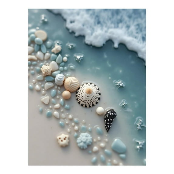 Diamond Art Kit for Adults, Beach Realistic Seashell Print No.9 Diamond Painting for Adults Beginners, 5D DIY Diamond Art Painting Kits, Colorful Diamond Painting Craft for Home Decor 12x16