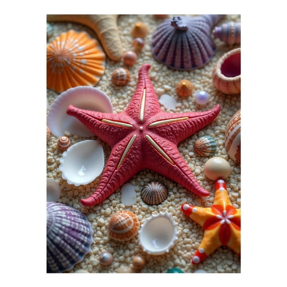 Diamond Art Kit for Adults, Beach Starfish Shell Print No.12 Diamond Painting for Adults Beginners, 5D DIY Diamond Art Painting Kits, Colorful Diamond Painting Craft for Home Decor 12x16